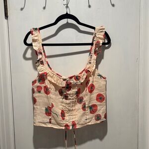 VRG GRL tomato linen crop corset top